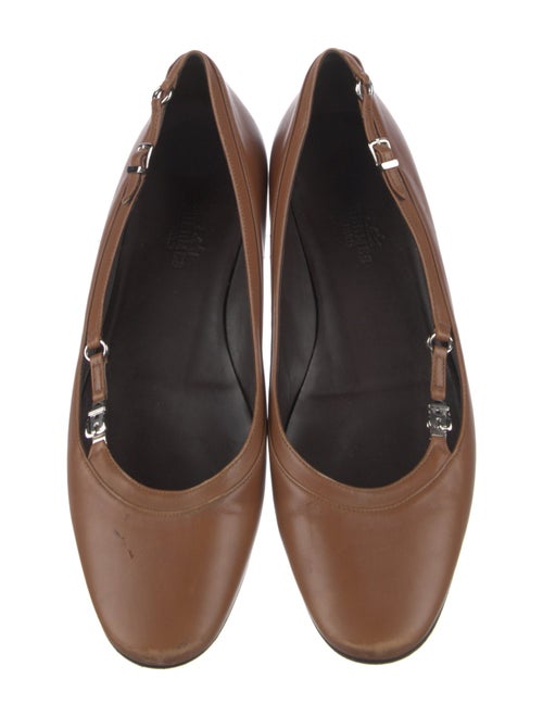 Hermès Leather Cutout Accent Ballet Flats