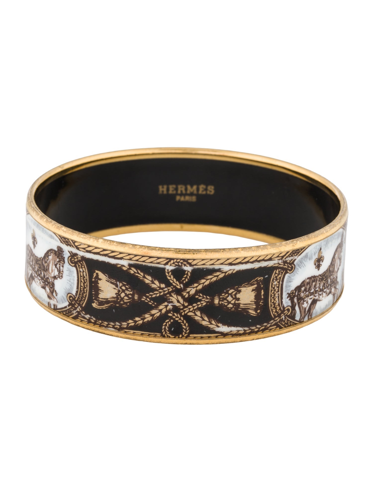 Hermès Enamel Wide Bangle Bracelet