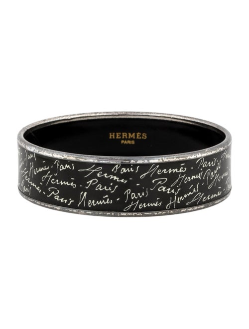 Hermès Wide Enamel Logo Script Bracelet