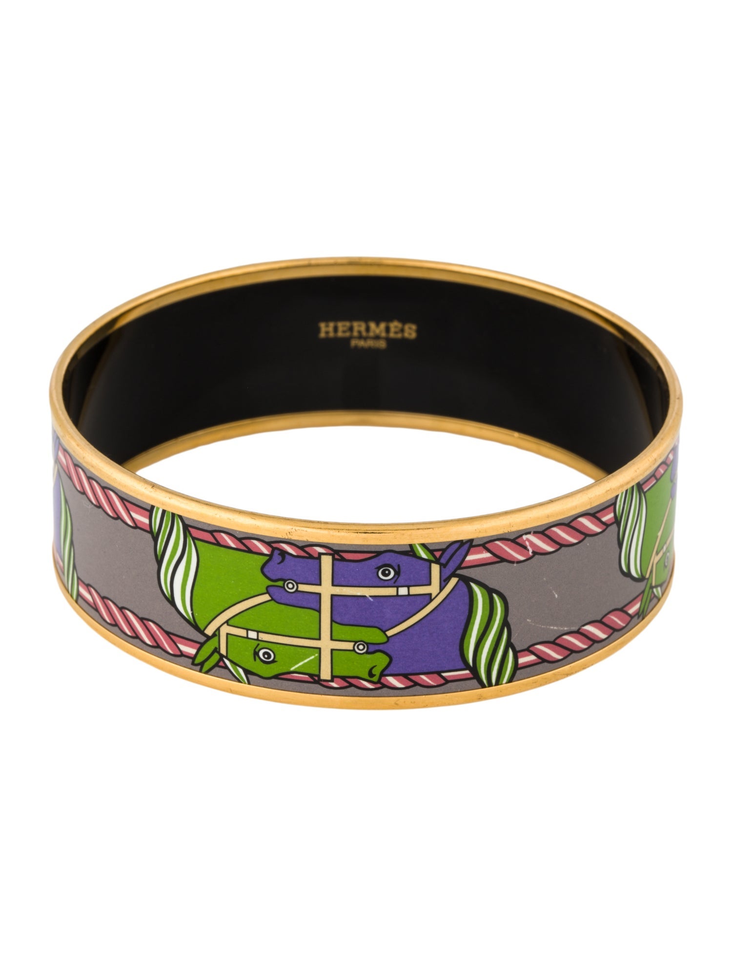 Hermès Wide Enamel Bangle Bracelet