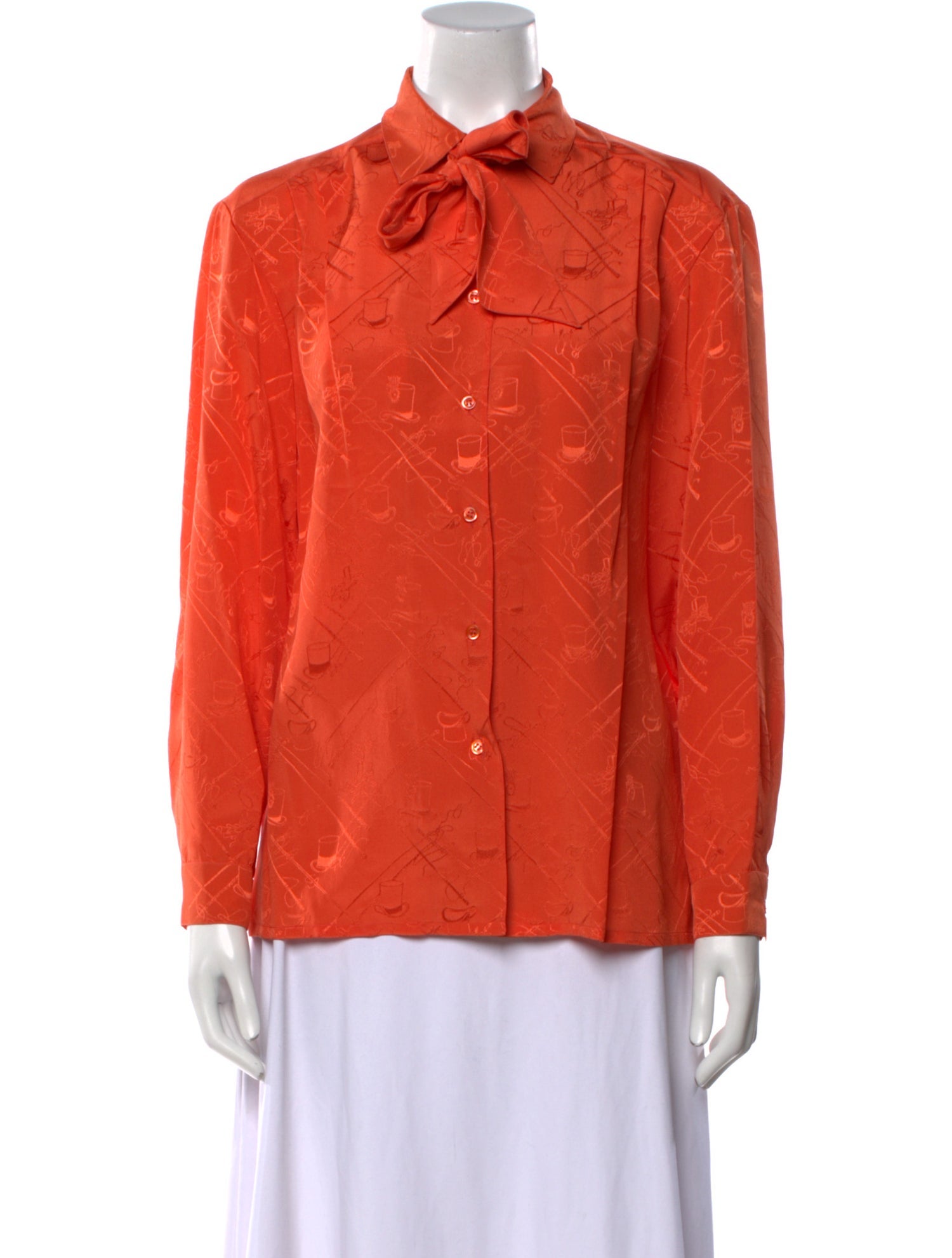 Hermès Vintage Silk Button-Up Top