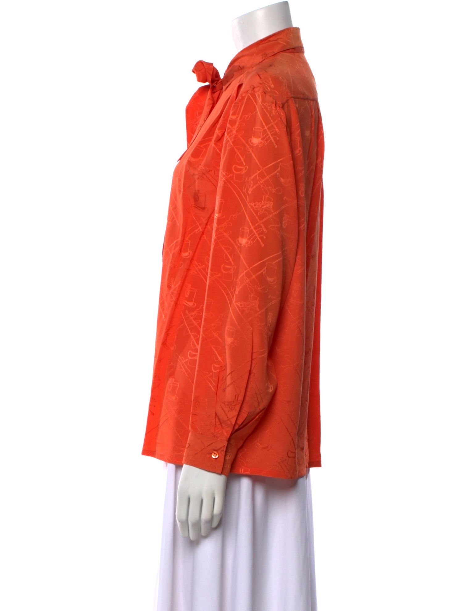 Hermès Vintage Silk Button-Up Top