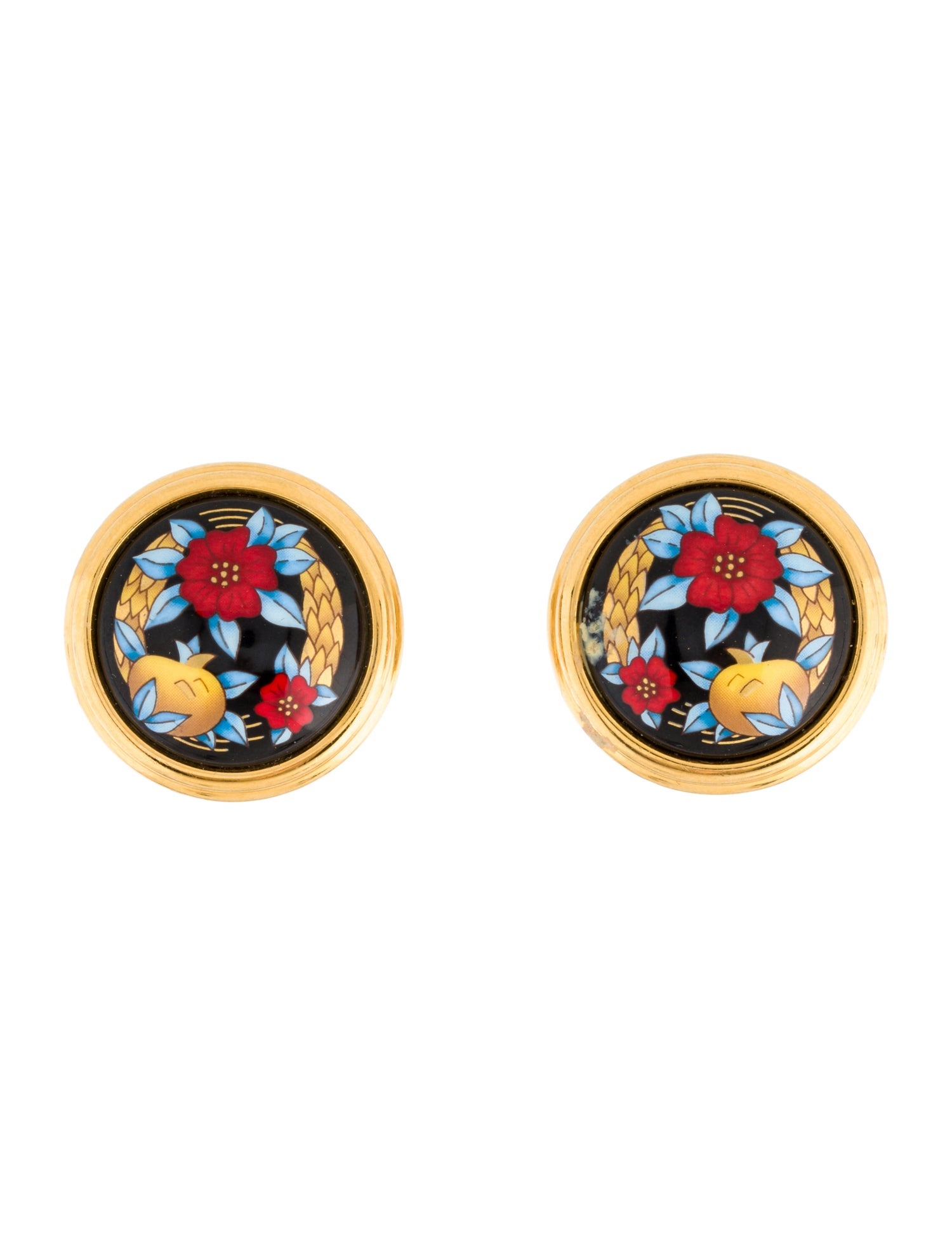 Hermès Vintage Enamel Clip-On Earrings