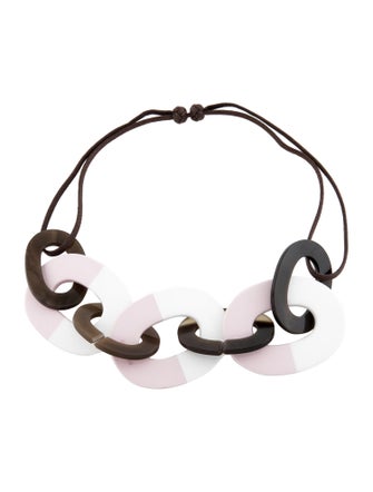 Hermès Horn, Lacquer & Cord Karamba Collar Necklace