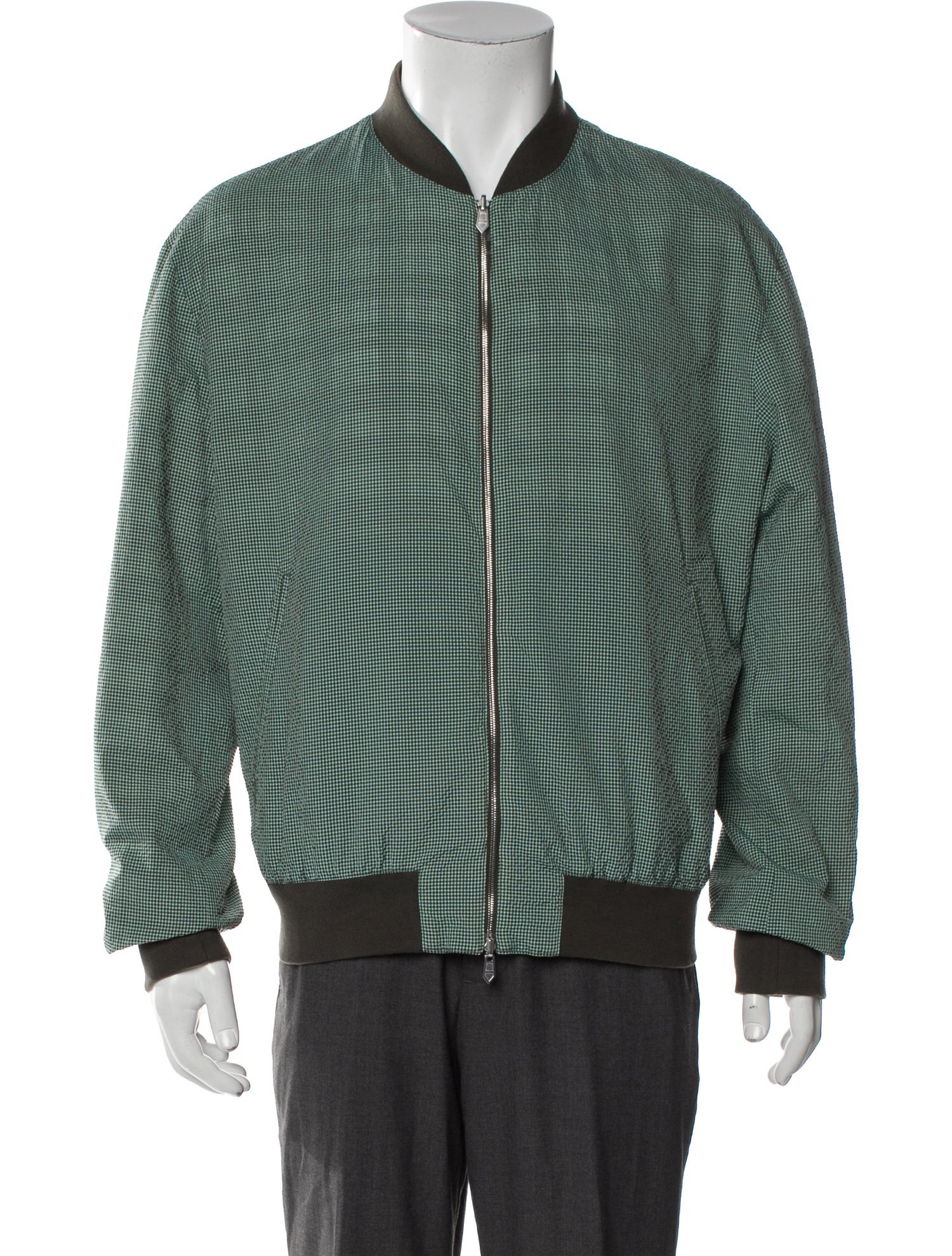 Hermès Plaid Print Mock Neck Cardigan