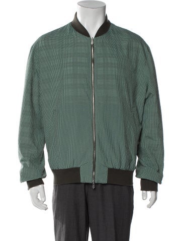 Hermès Sweaters Plaid Print Mock Neck Cardigan XL