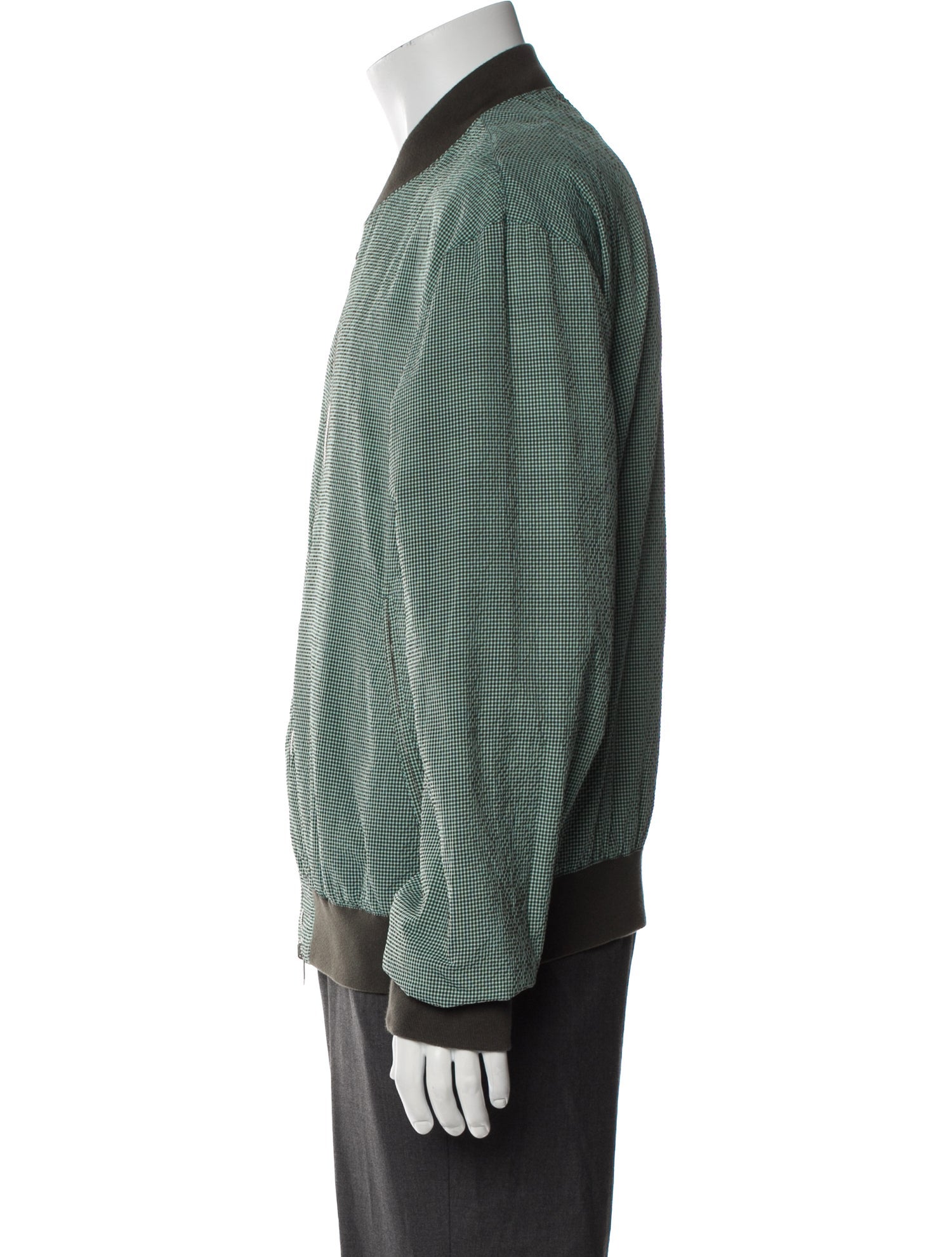 Hermès Plaid Print Mock Neck Cardigan