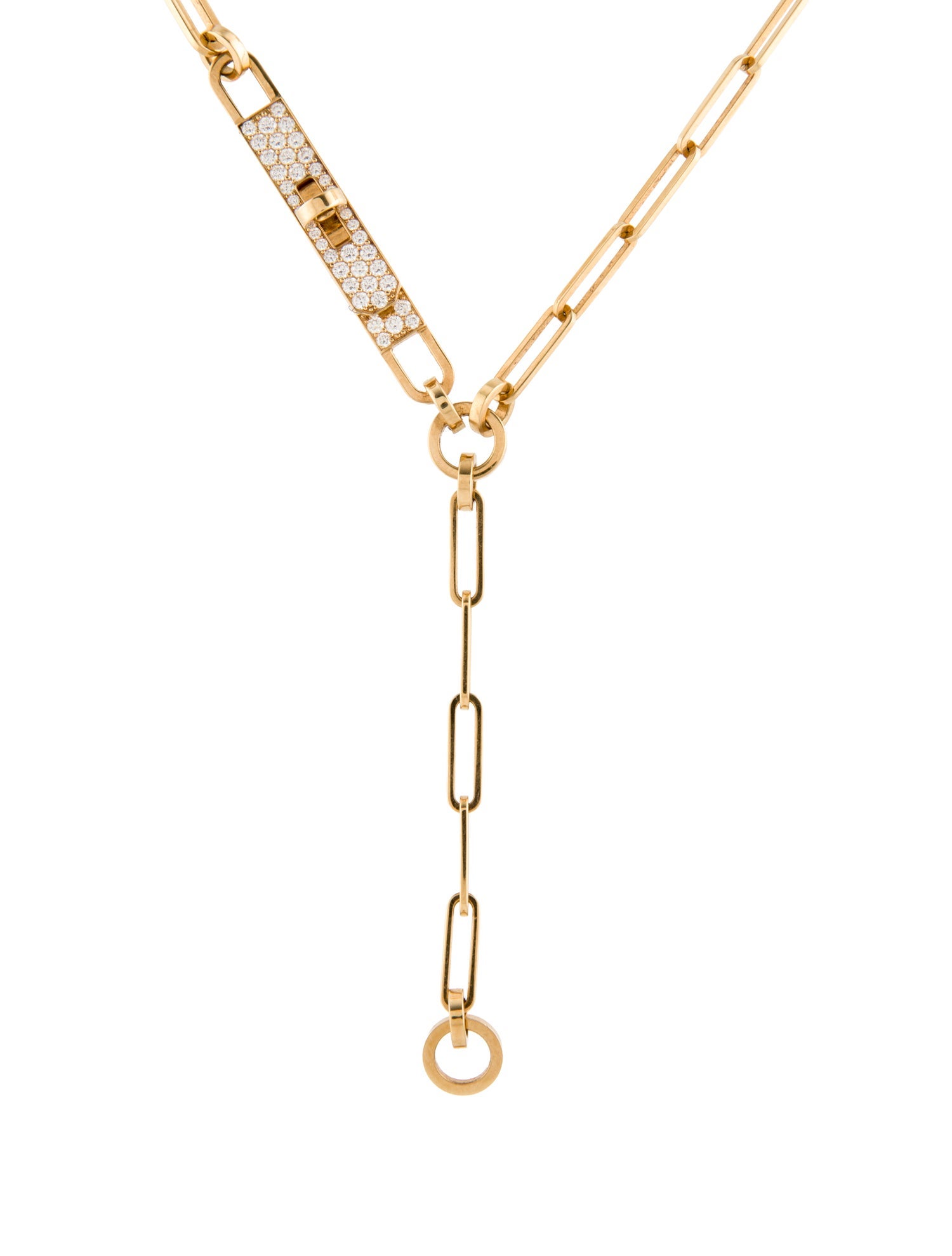 Hermès 18K Diamond Kelly Lariat Necklace
