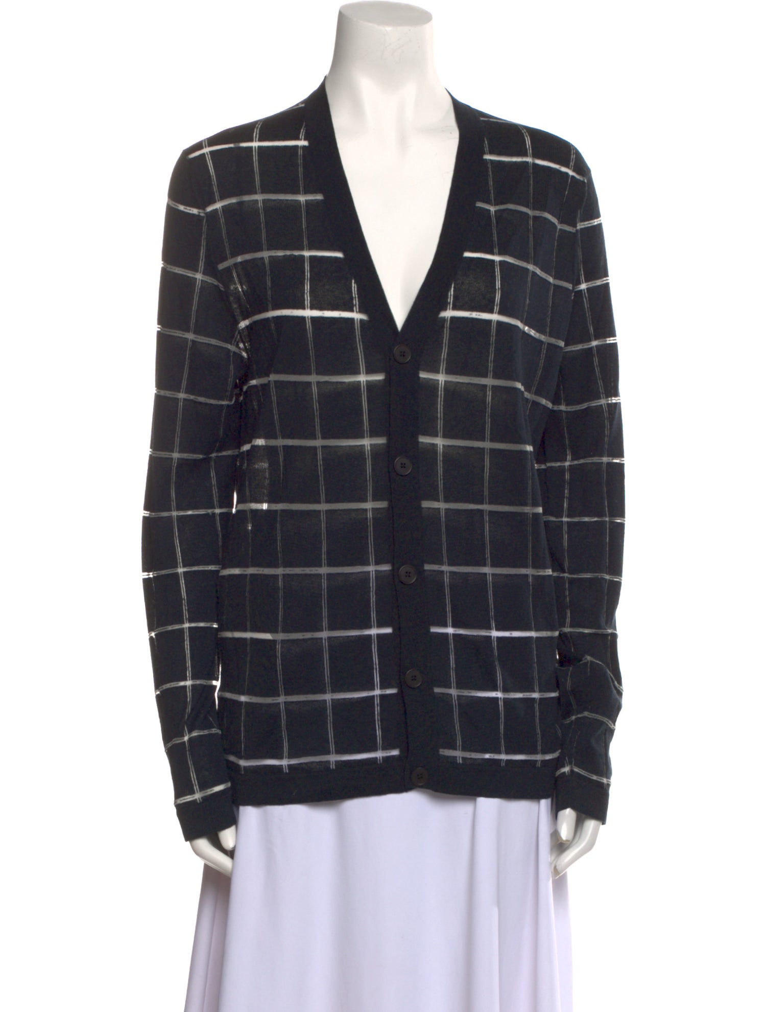 Hermès Plaid Print V-Neck Sweater