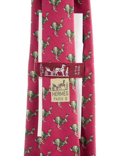 Hermès Silk Rabbit Pattern Print Tie