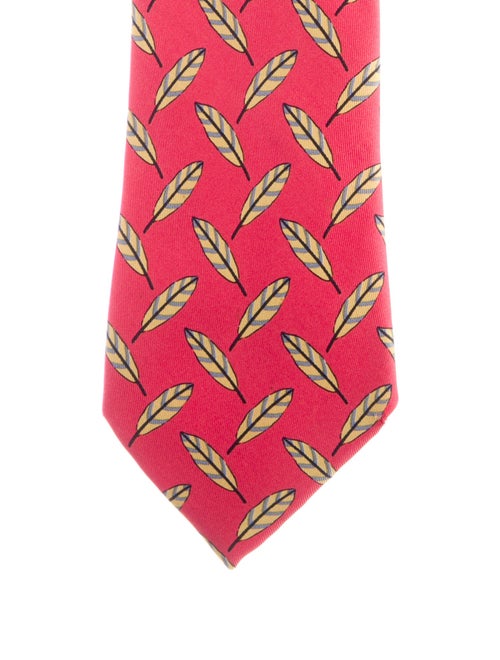 Hermès Silk Feather Pattern Print Tie