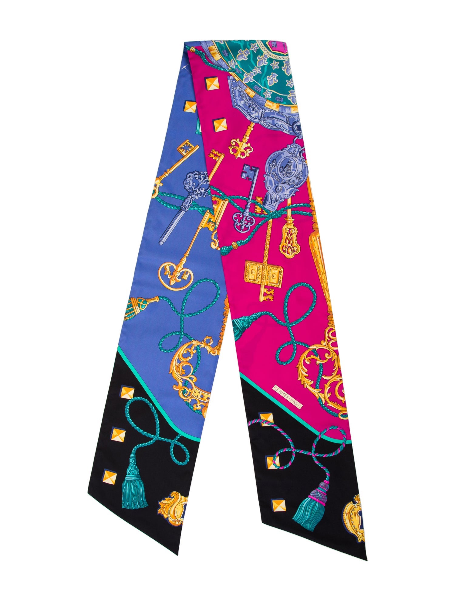 Hermès Les Cles Maxi Silk Twilly Scarf