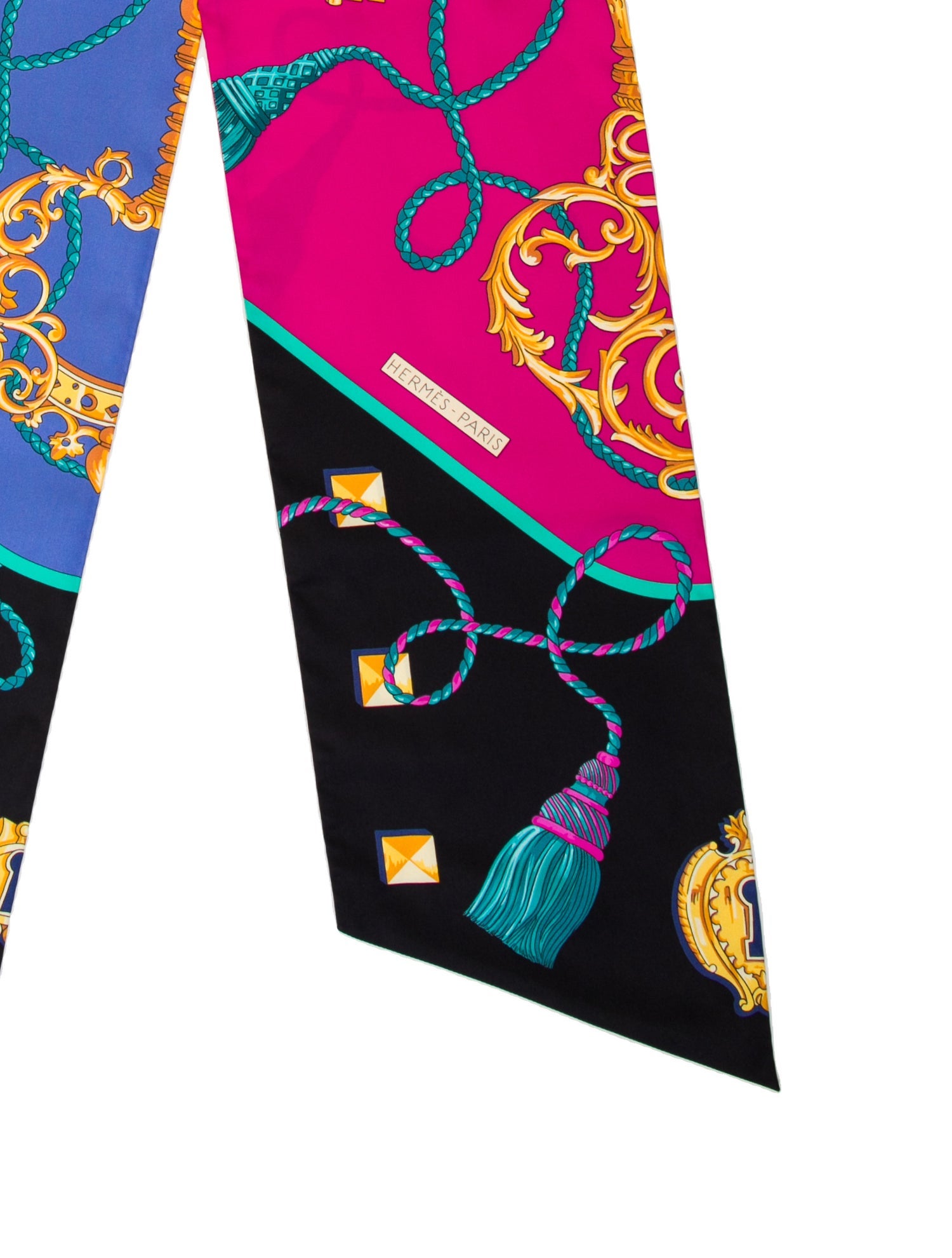 Hermès Les Cles Maxi Silk Twilly Scarf