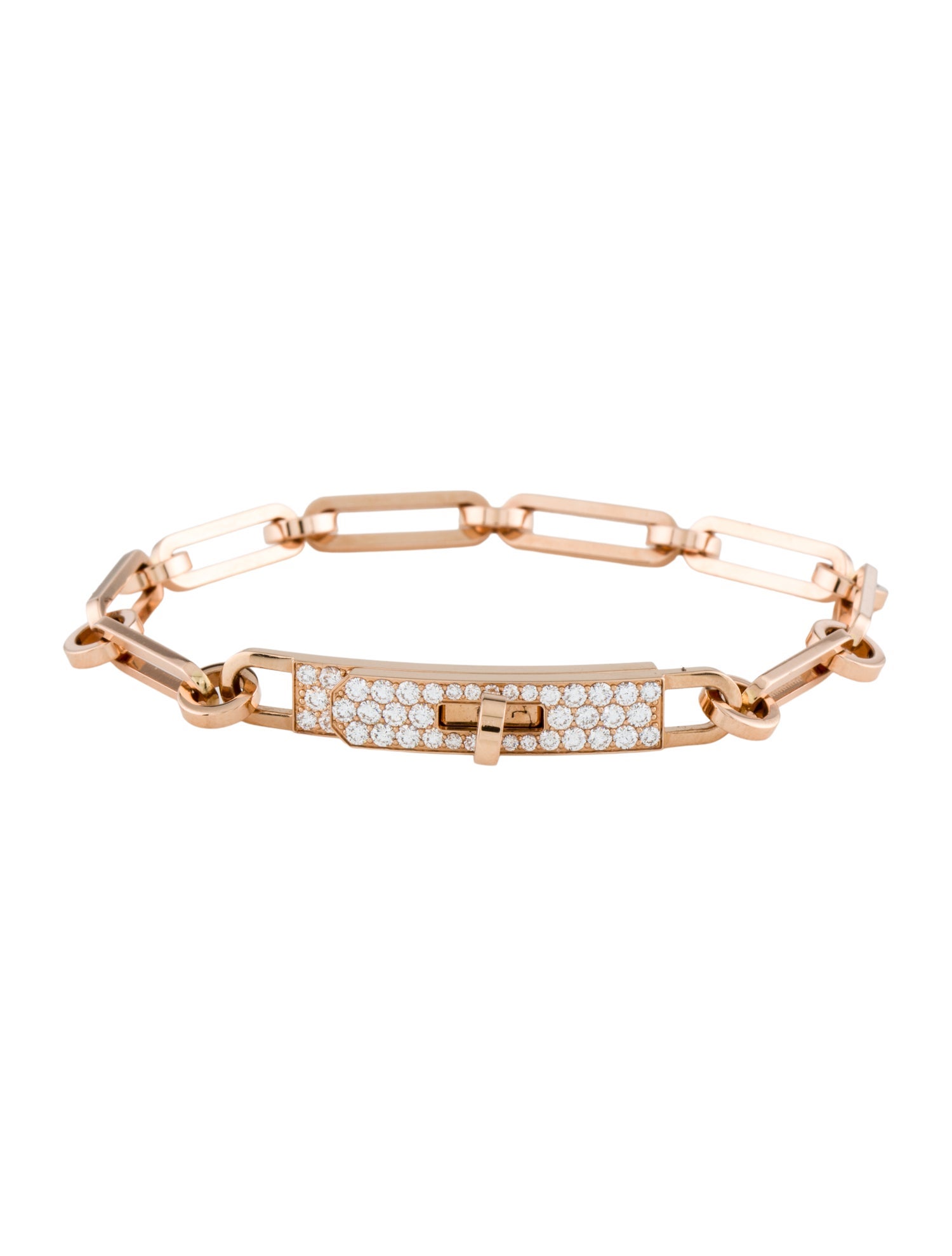 Hermès 18K Diamond Small Kelly Chaine Bracelet