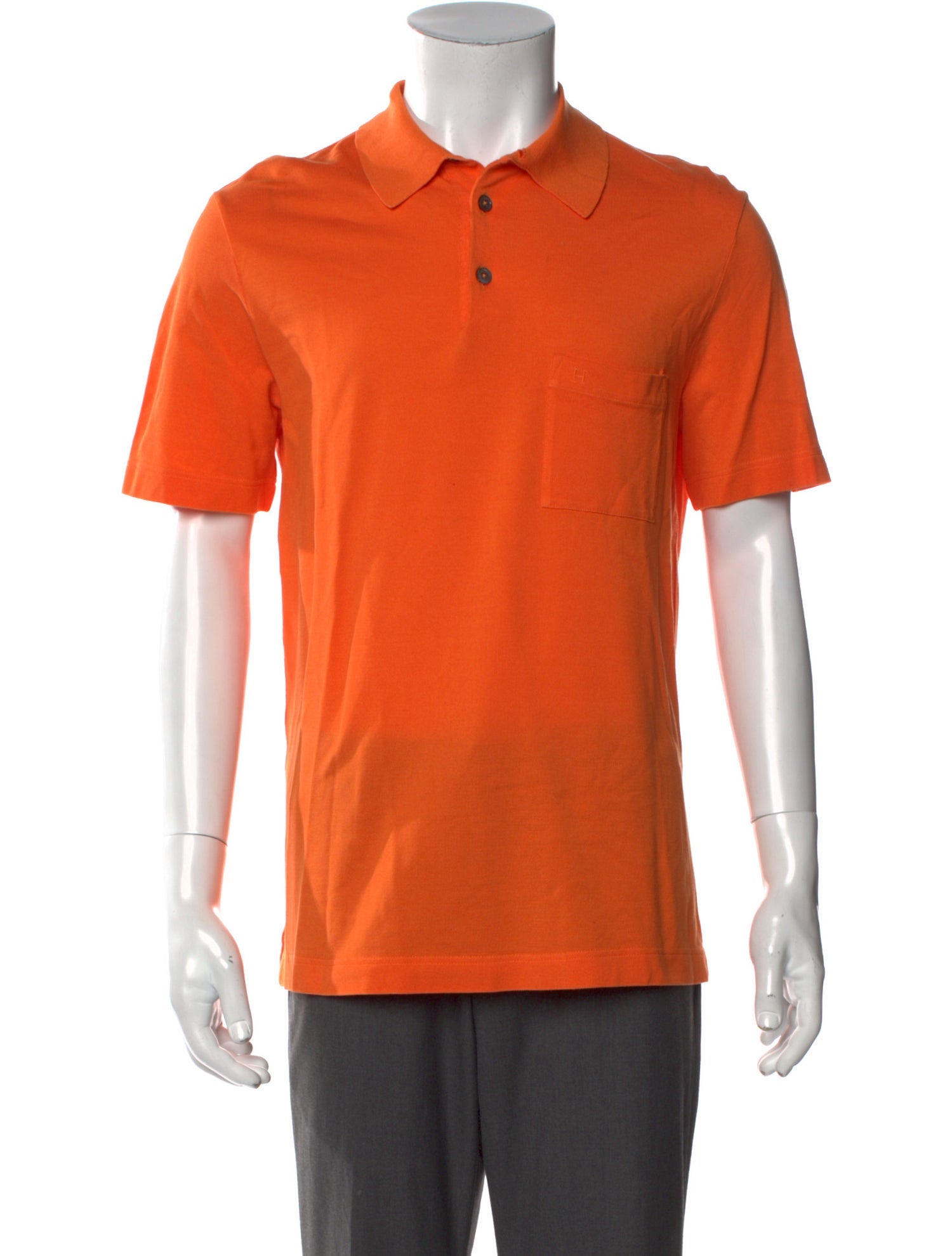トップス HERMES Skipper Polo Shirt Hermes Menswear Blue Polo T-Shirt with Logo Detailing Size M