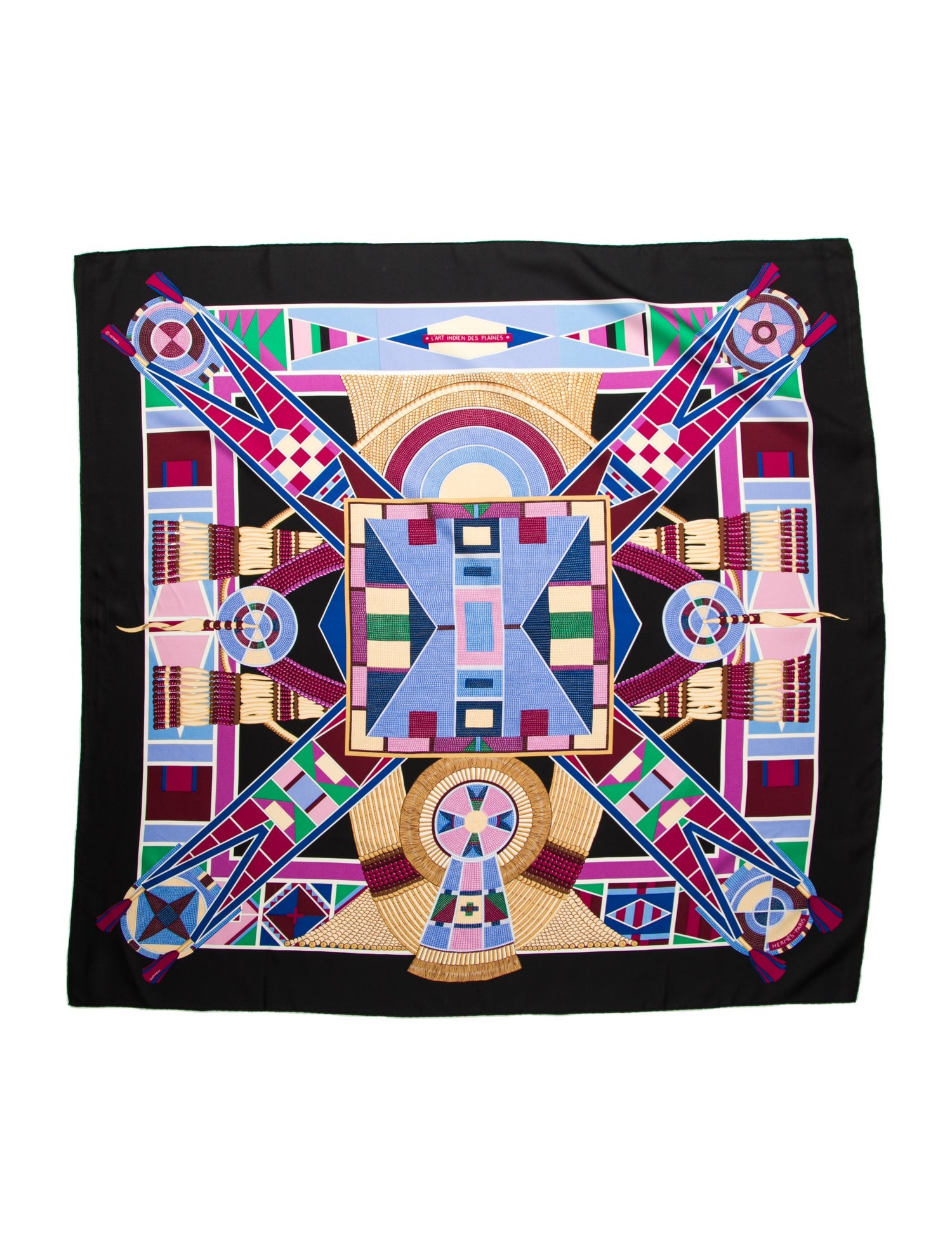 Hermès L'Art Indien Des Plaines Silk Scarf