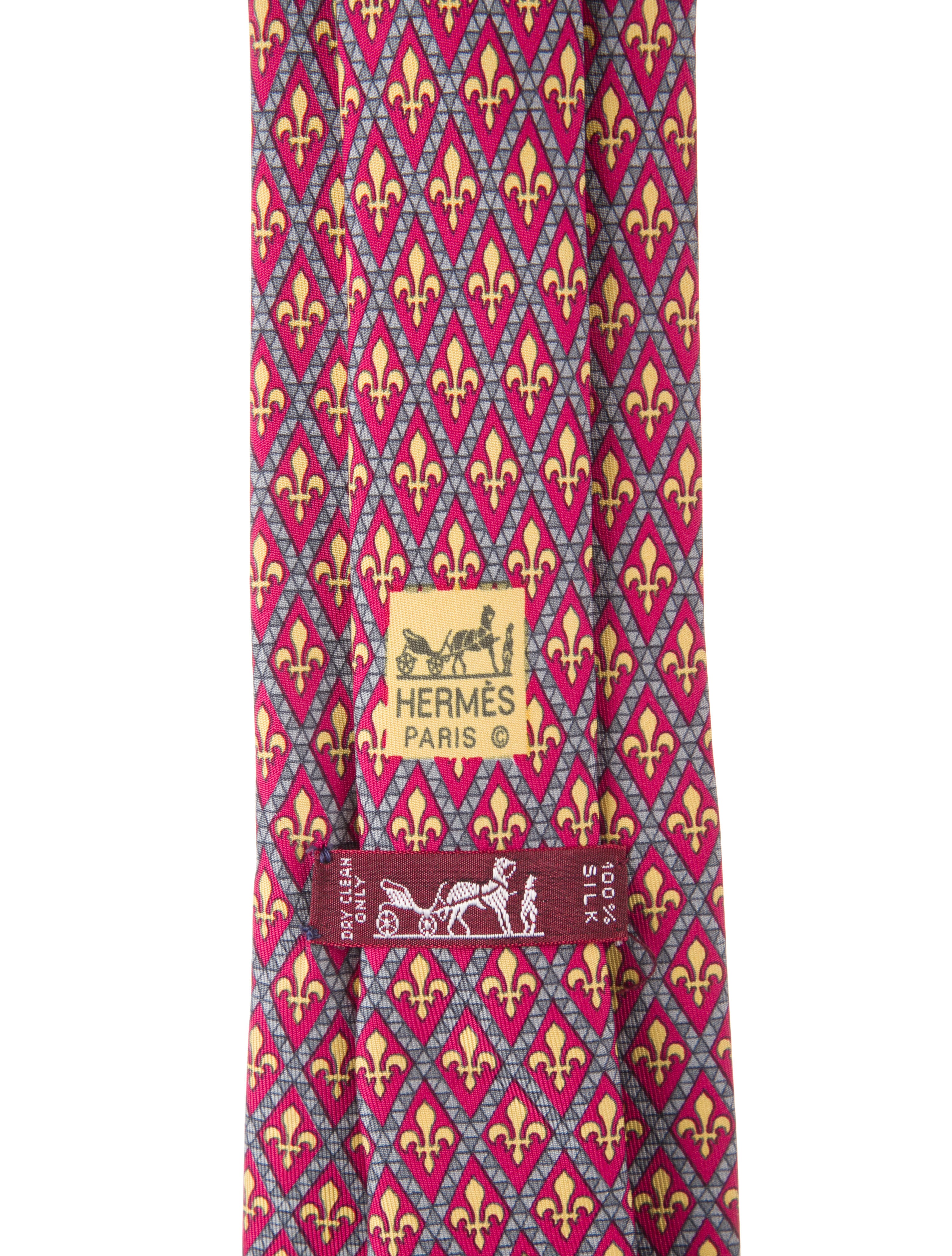 Hermès Silk Fleur de Lis Tie