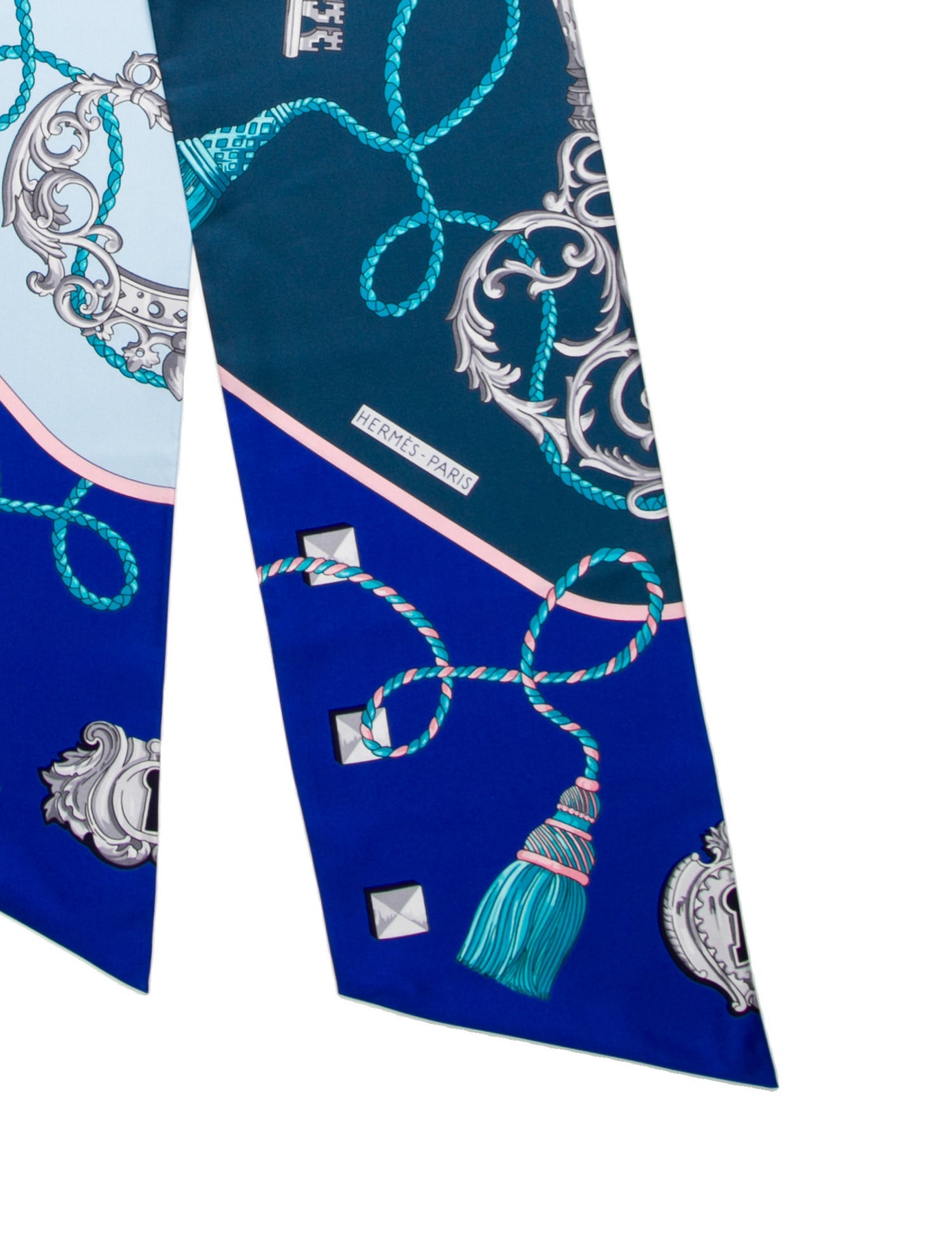 Hermès Les Cles Maxi Silk Twilly Scarf