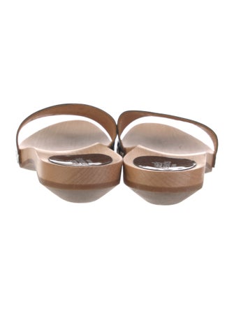 Hermès H Logo Leather Slides