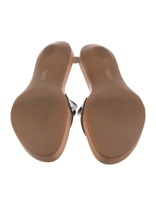 Hermès H Logo Leather Slides