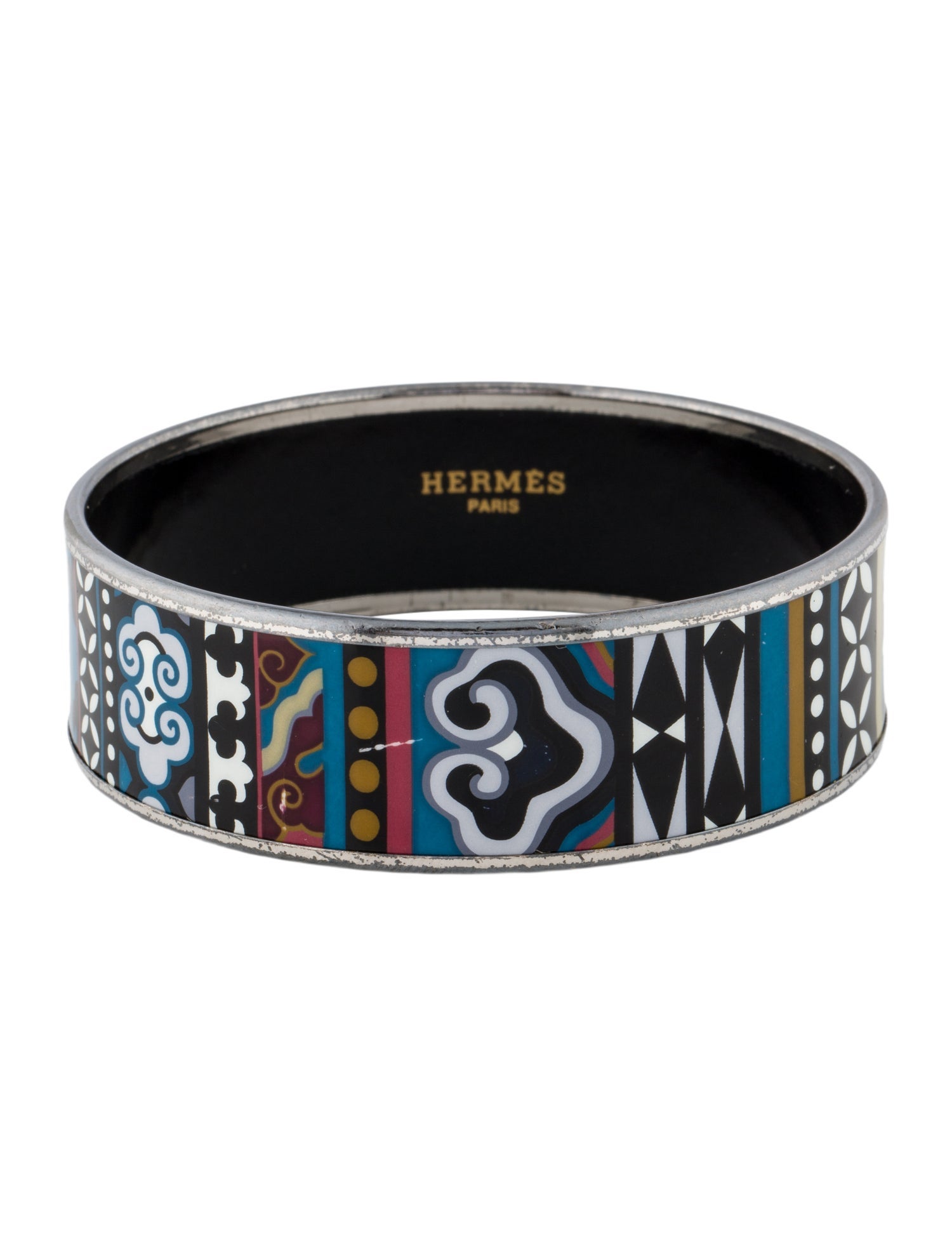 Hermès Wide Enamel Bangle Bracelet