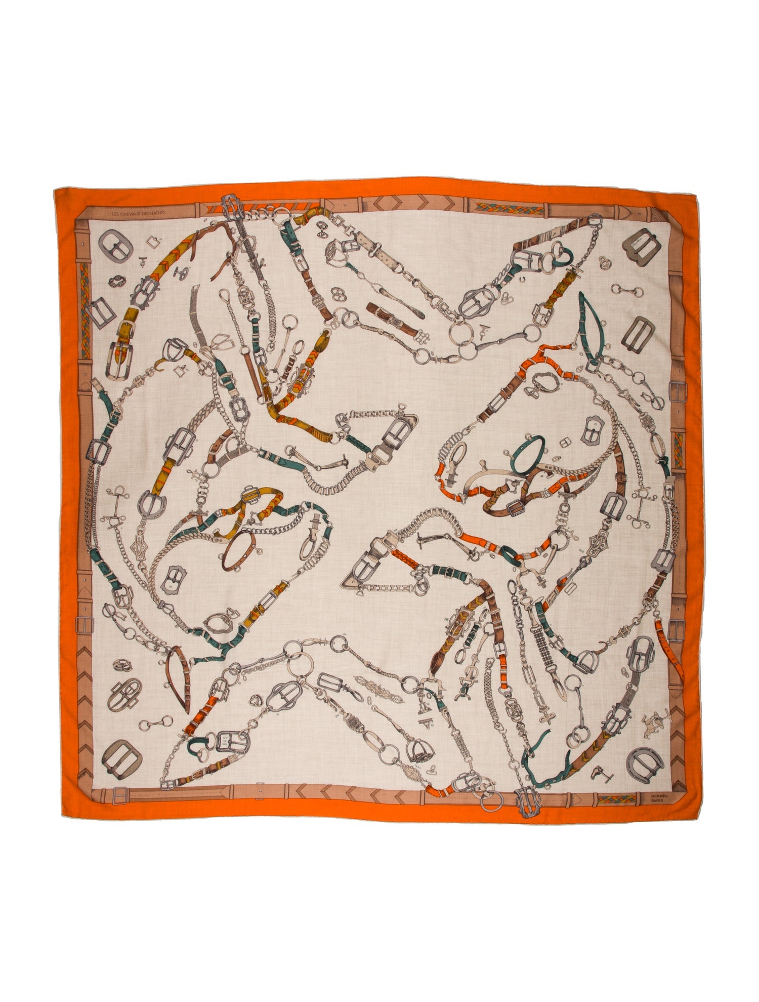 Hermès Les Chevaux Dechaines Cashmere Shawl w/ Tags