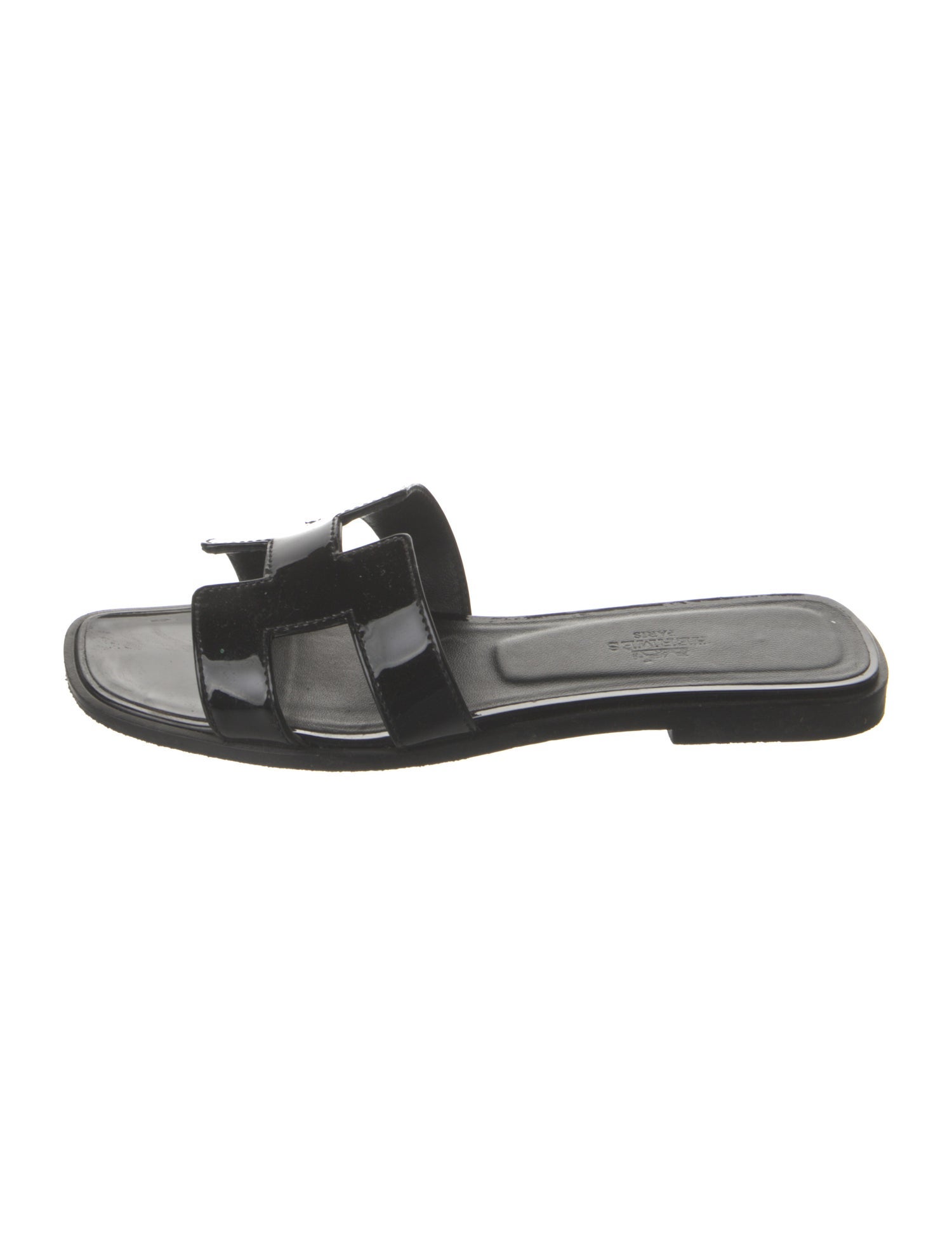 Hermès Oran Patent Leather Slides