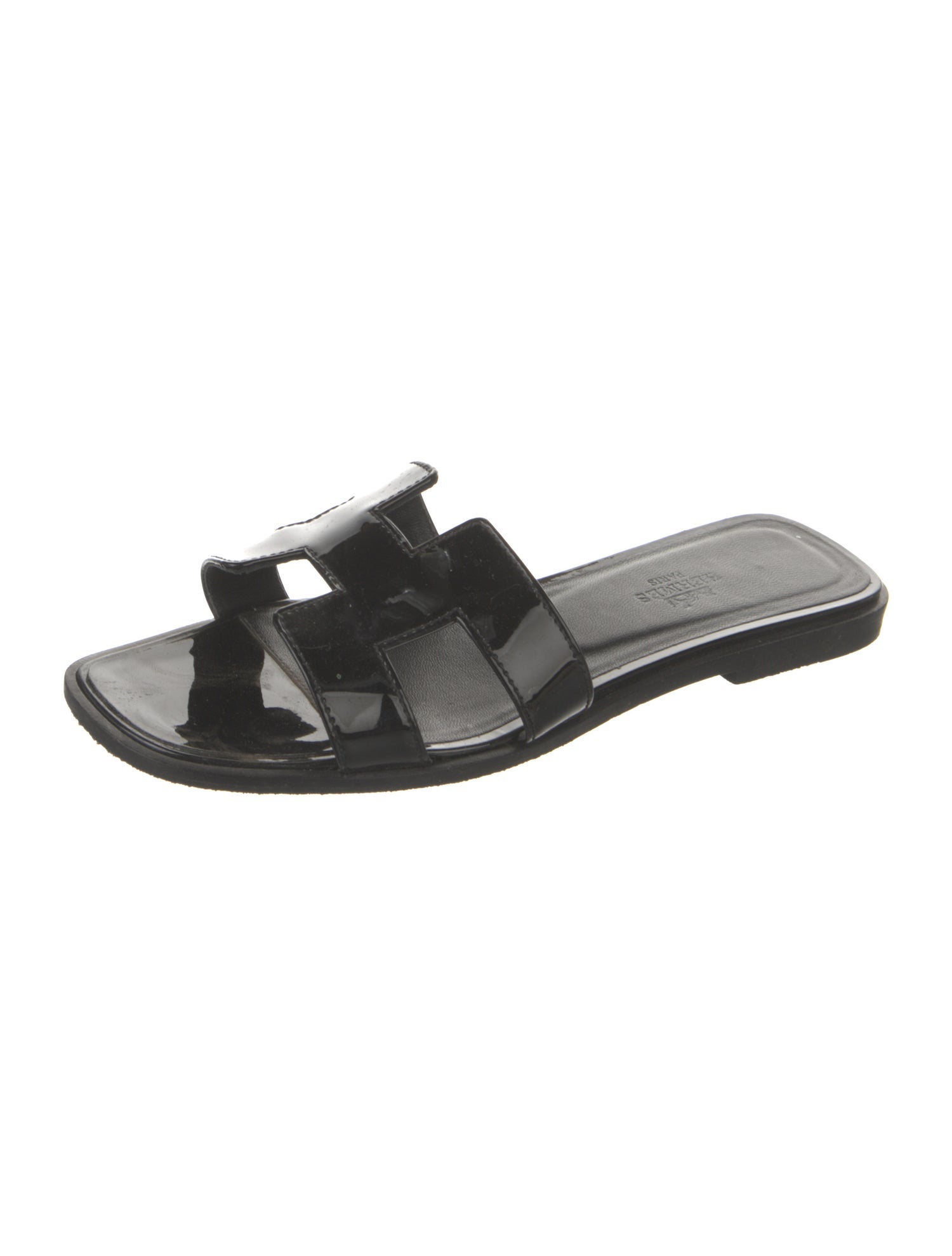 Hermès Oran Patent Leather Slides