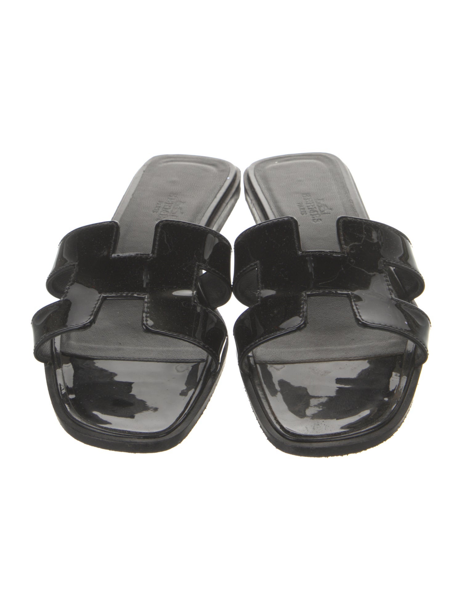 Hermès Oran Patent Leather Slides