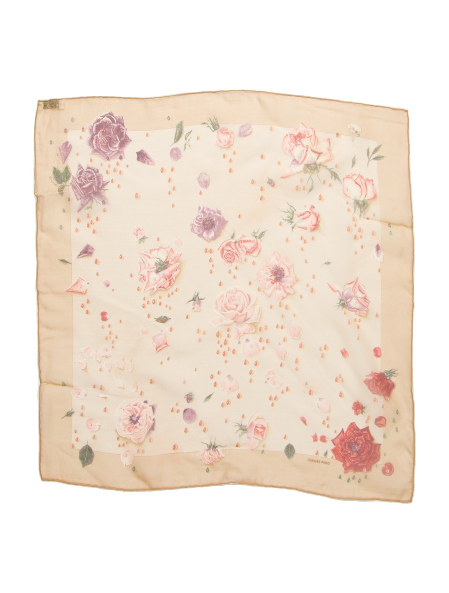 Hermès La Rosèe Mousseline Pocket Square Silk Scarf