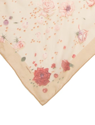 Hermès La Rosèe Mousseline Pocket Square Silk Scarf