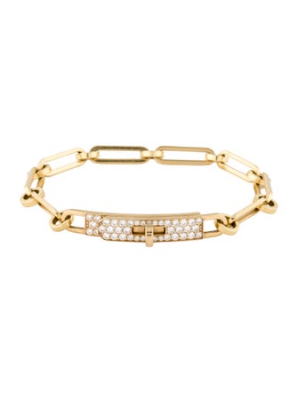 Hermès 18K Diamond Small Kelly Chaine Bracelet