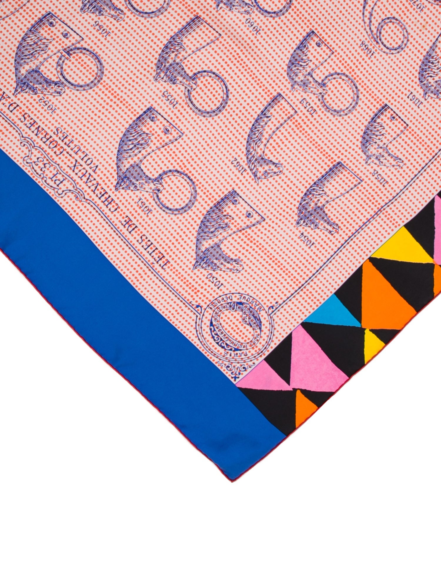 Hermès Tetes De Chevaux Cornes d'Attelles Silk Scarf