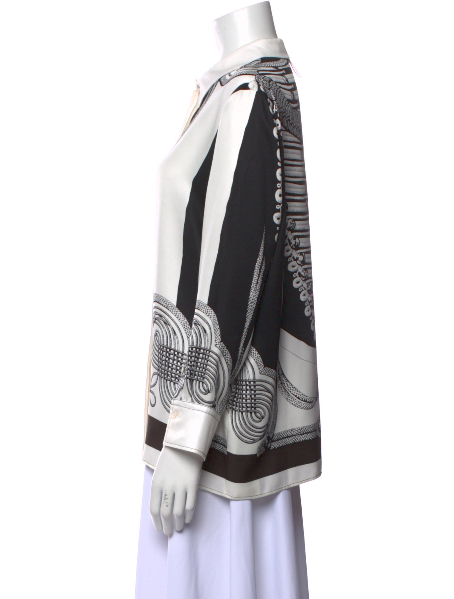 Hermès Silk Printed Button-Up Top