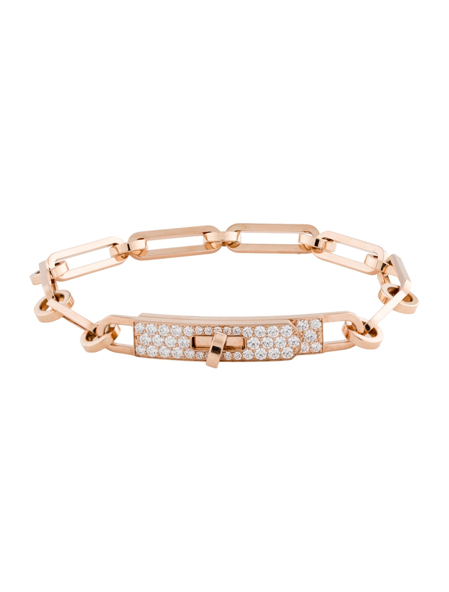 Hermès 18K Diamond Small Kelly Chaine Bracelet