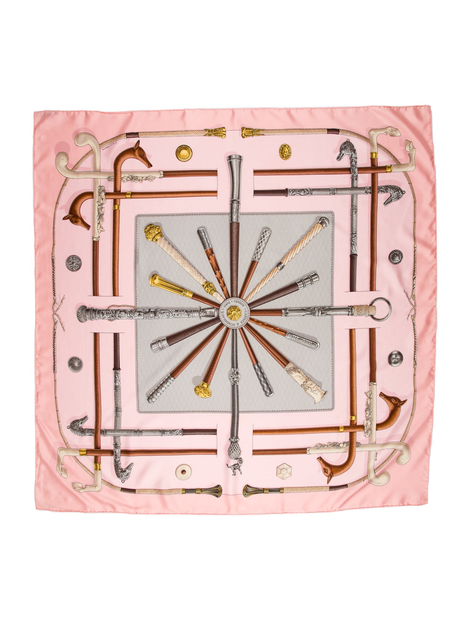 Hermès Cannes et Pommeaux Silk Scarf