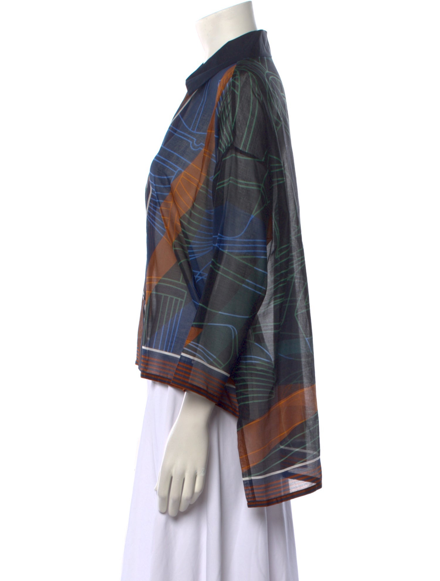 Hermès Chemise De Plage Long Sleeve Printed Button-Up Top