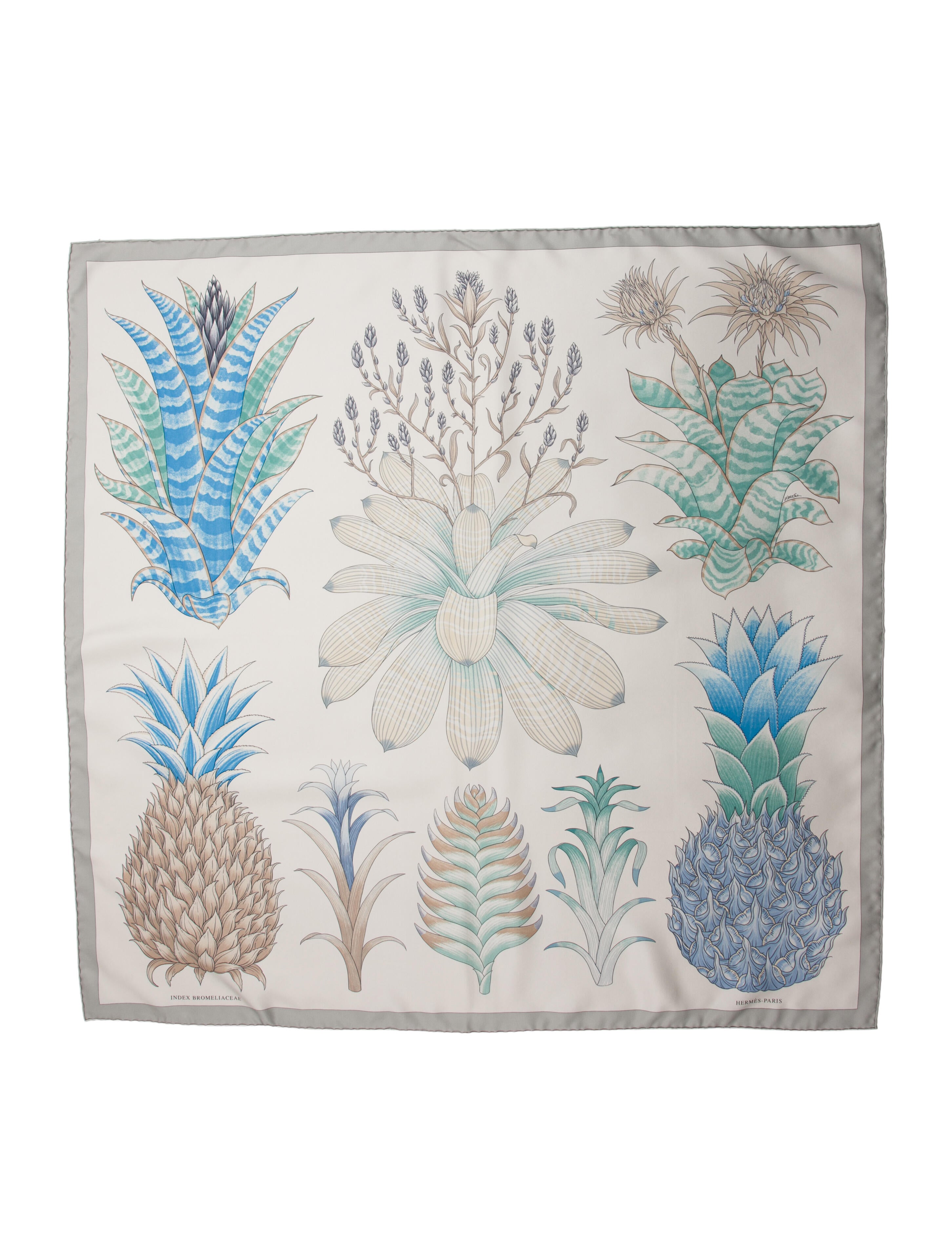 Hermès Index Bromeliaceae Silk Scarf
