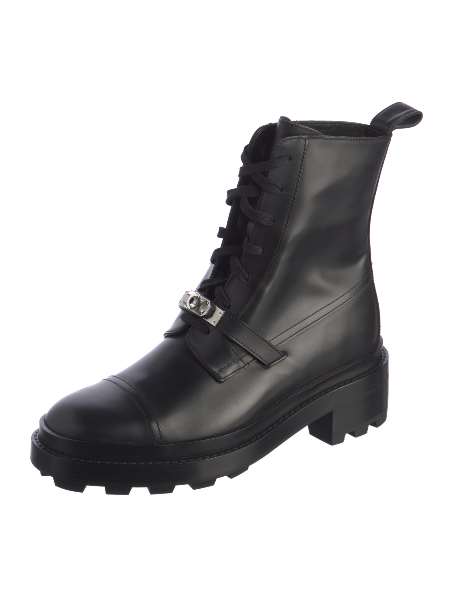 Hermès Funk Leather Combat Boots