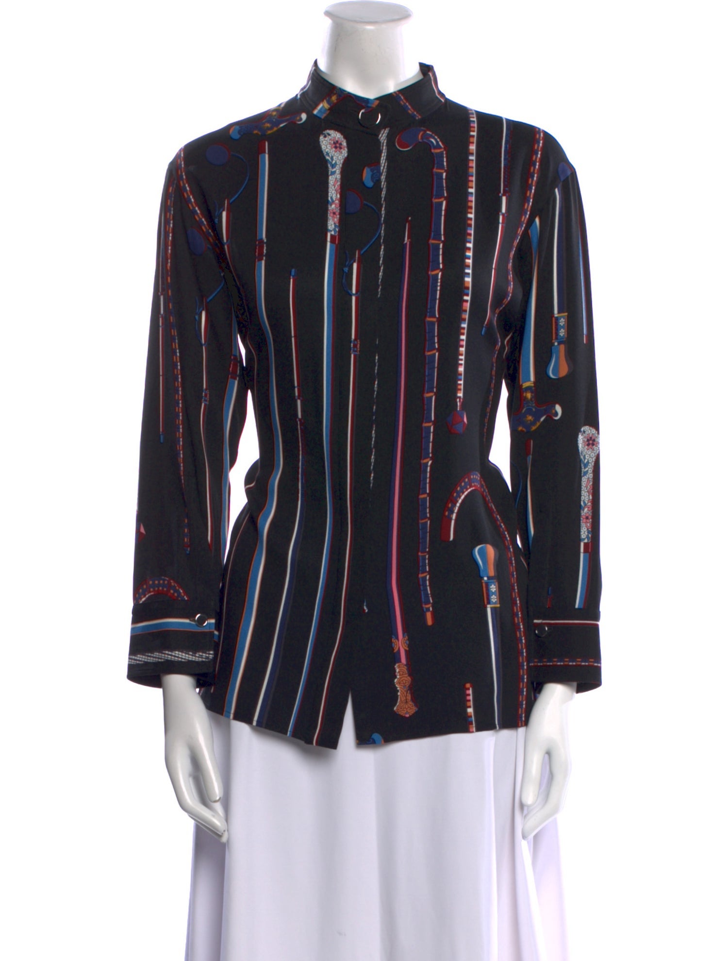 Hermès Printed Long Sleeve Button-Up Top