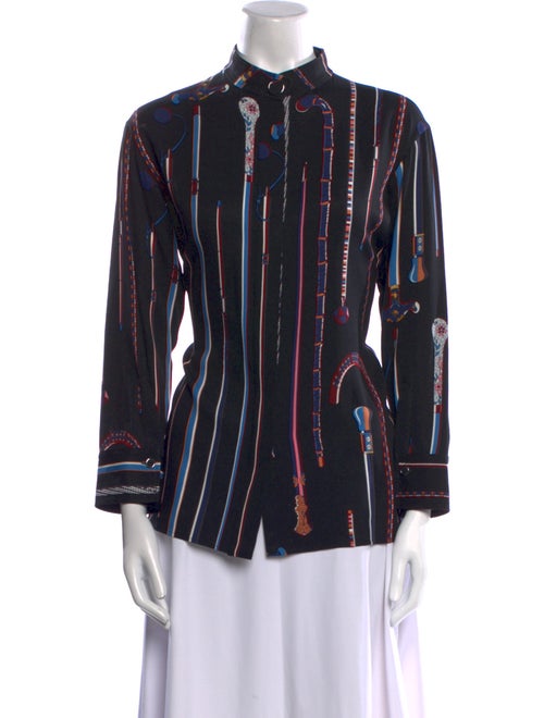 Hermès Printed Long Sleeve Button-Up Top