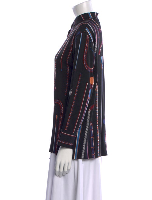 Hermès Printed Long Sleeve Button-Up Top
