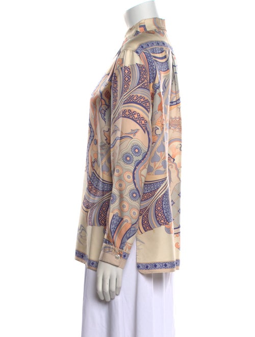 Hermès Silk Paisley Print Button-Up Top