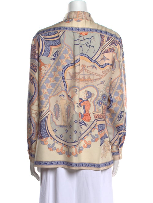 Hermès Silk Paisley Print Button-Up Top