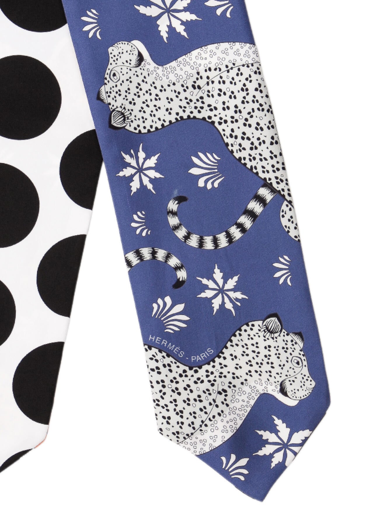 Hermès Les Leopards Twill Up Silk Twilly Scarf