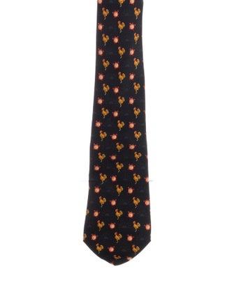 Hermès Rooster Print Silk Tie