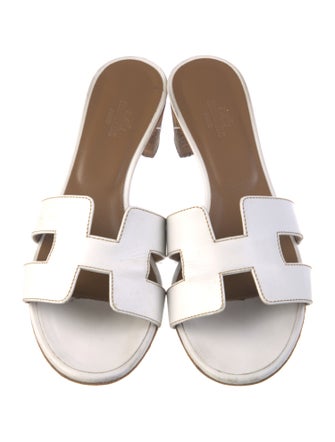 Hermès H Logo Leather Slides