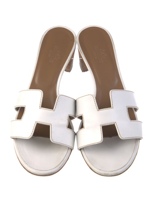 Hermès H Logo Leather Slides