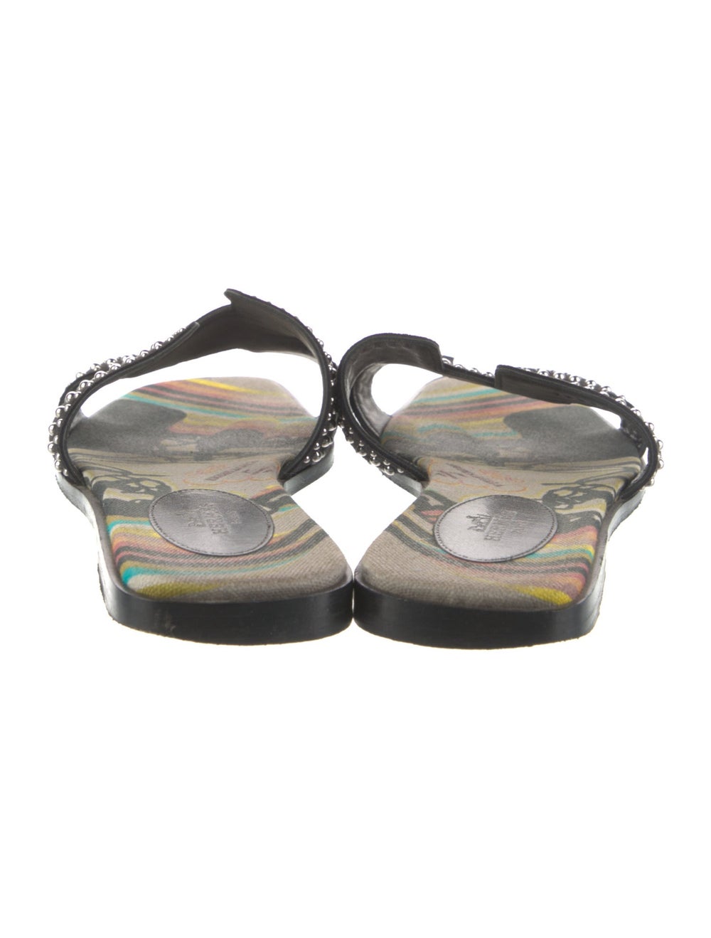 Hermès Oran Slides Black Suede Patterned Studded … - image 4