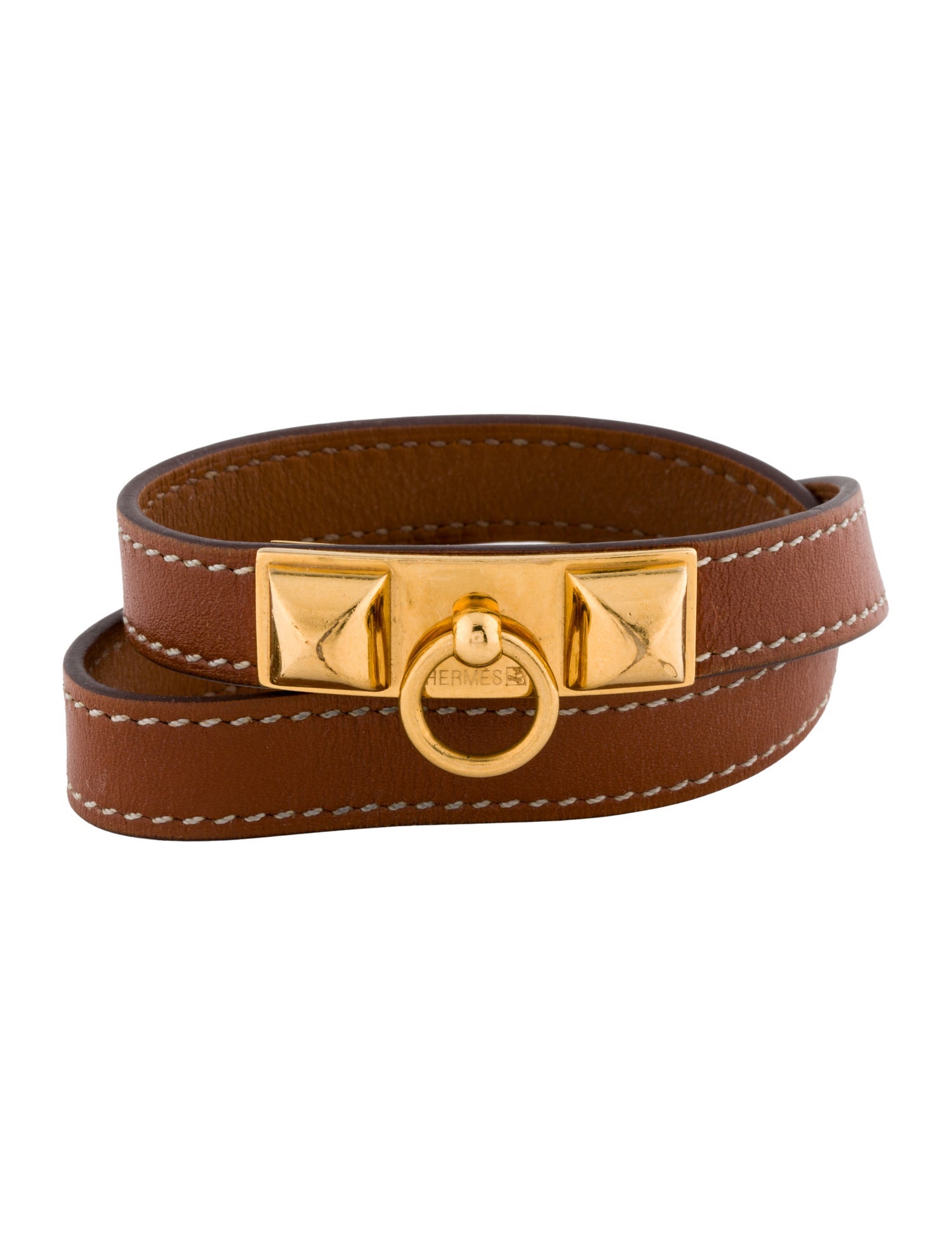 Hermès Leather Rivale Double Tour Bracelet